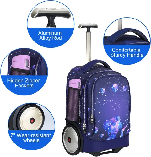 Vista 4 de Bolsa de computadora portátil con ruedas para portátil de 14 pulgadas, bolsa con ruedas, mochila con ruedas, bolsa de computadora con ruedas de 20