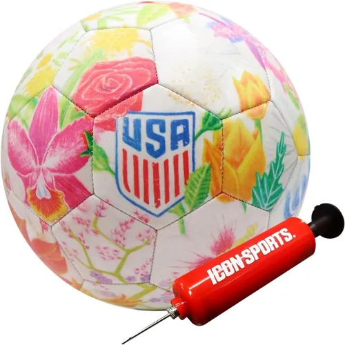 Vista 6 de Icon Sports Balón de fútbol con licencia oficial de la Federación de Fútbol de Estados Unidos, tamaño 5, Crayola & Fox Sport Collaboration Flower