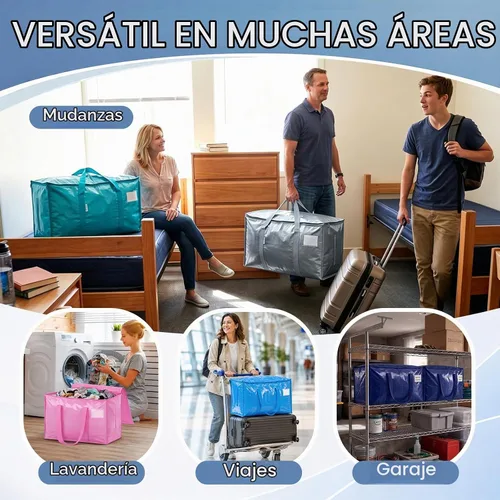 Vista 9 de TICONN Paquete de 2 bolsas de mudanza extra grandes resistentes con cremalleras y asas de transporte, bolsas de almacenamiento duraderas para Aqua