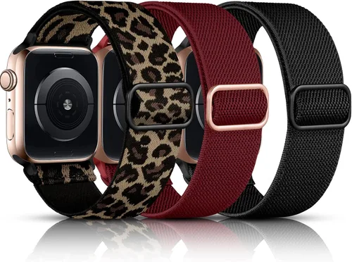 Vista 26 de DaQin Paquete de 3 bandas elásticas Solo Loop compatibles con Apple Watch para hombres de 49 mm, 46 mm, 45 mm, 44 mm, 42 mm, correa elástica