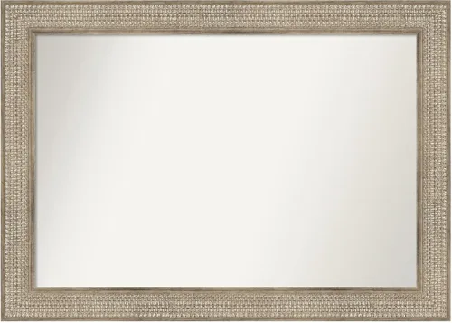 Vista 365 de Amanti Art Espejo de baño plateado para sobre fregadero, 26 x 26 pulgadas, espejo cuadrado de níquel pulido, marco de madera tradicional mediano, se