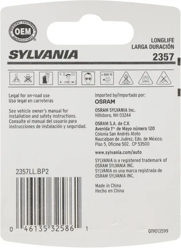 Vista 2 de SYLVANIA 2357 foco en miniatura de larga duración (contiene 2 focos)