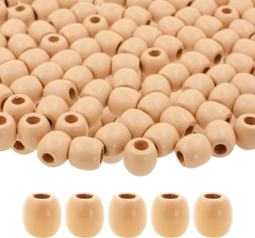 Vista 33 de Mandala Crafts 200 cuentas africanas de madera de barril de agujero grande para macramé Dreadlock Braiding Hair Beads, Painted Drum Wood Loose