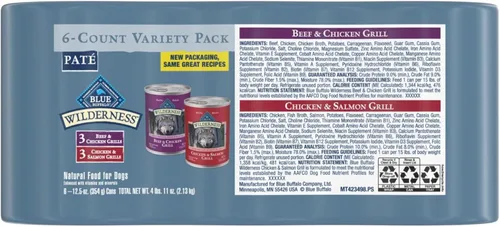 Vista 2 de Blue Buffalo Wilderness - Alimento húmedo para perros adultos, sin granos y con alto contenido de proteínas, variedad de carne de res y pollo &