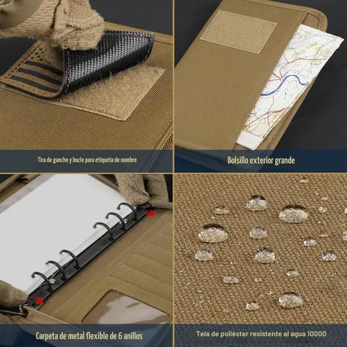 Vista 4 de WYNEX Cuaderno táctico Padfolio carpeta de 6 anillas, 3.7 x 6.7 pulgadas Caqui