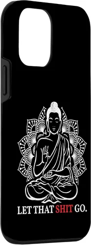 Vista 3 de iPhone 12 mini Let That Shit Go Buda Meditación Entrenamiento Yoga Lover Estuche de regalo
