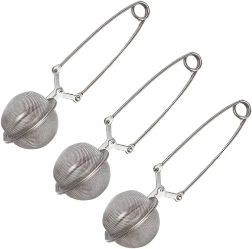 Vista 10 de Colador de té de malla de acero inoxidable con asa, filtro de metal, bola de filtro de té, café, hierba, especias, difusor de té (1 unidad, pequeña)