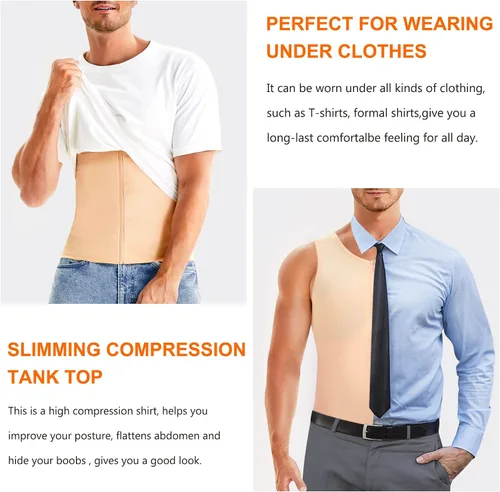 Vista 5 de Wonderience Camisetas de compresión para hombre, camiseta sin mangas con cremallera