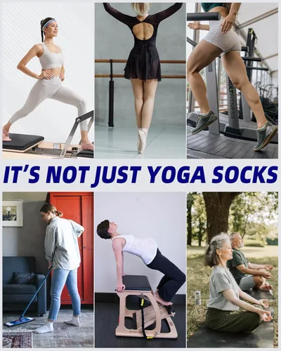 Vista 8 de YOTTOY Calcetines de yoga para mujer con agarre antideslizante para yoga, ideales para pilates, Pure Barre, fitness, ballet, talla única