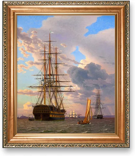 Vista 109 de A&T ARTWORK A Brisk Breeze por Willem van de velde Reproducciones de pintura de velero, impresiones en lienzo giclée para decoración del hogar, 20 x