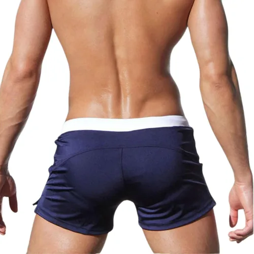 Vista 4 de Traje de baño de corte cuadrado para hombre y traje de arrastre, bolsillo frontal