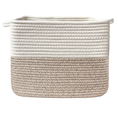 Vista 14 de COMFY-HOMI Cestas de almacenamiento de 11.5 x 7.5 x 4.7 pulgadas para organizar, cesta tejida de cuerda de algodón, caja de almacenamiento de marrón