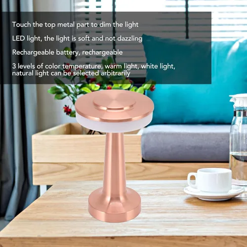 Vista 2 de ASHATA LED portátil con control táctil retro, lámparas de mesa modernas, 3 niveles de temperatura de color, luz nocturna recargable para hotel