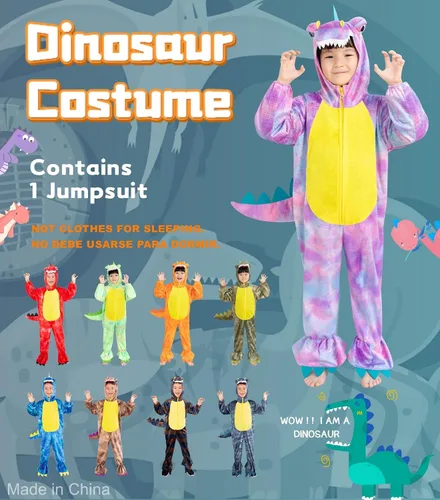 Vista 5 de Disfraz de dinosaurio T-Rex para niños, disfraz de dinosaurio con capucha