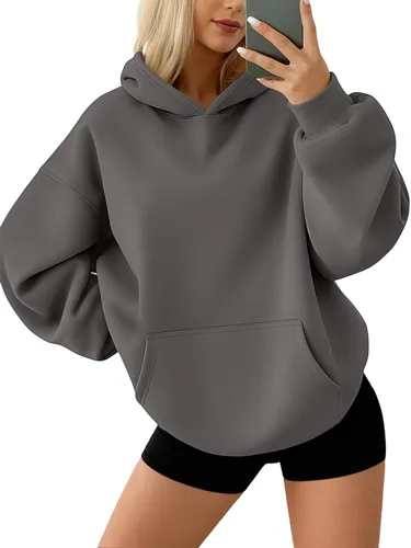 Vista 12 de AUTOMET Sudaderas con capucha de forro polar de gran tamaño para mujer, ropa de otoño Rosa