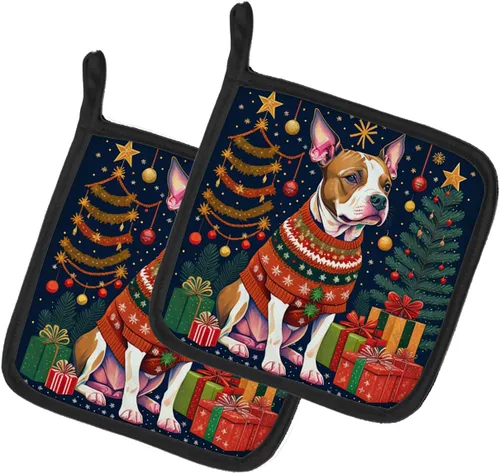 Vista 24 de Affenpinscher - Par de soportes para ollas de Navidad