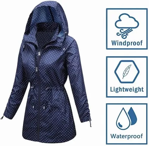Vista 4 de Abrigos impermeables para mujer, diseño ligero con capucha, cortavientos para senderismo al aire libre y viajes