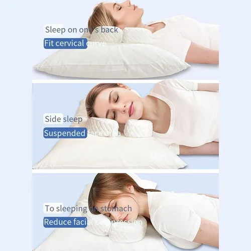 Vista 6 de Almohada para dormir de lado, almohada de cara para dormir lateral, almohada doble C hueca de espuma viscoelástica suave extraíble para personas que