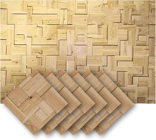 Vista 9 de Arrowzoom 1 Panel de arte de pared de madera de Finlandia de alto grado estilo bloque estético Difusor de sonido acústico STC 27 Home Studio