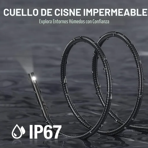 Vista 5 de Teslong Cámara de Inspección, Cámara de Boroscopio de Doble Lente con Luz, NTS300 Endoscopio Industrial IPS de 5", 1080P Impermeable Flexible