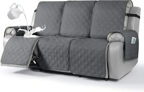 Vista 24 de VANSOFY Funda impermeable para sofá reclinable, lavable, funda para sofá reclinable de 1 pieza, protector de muebles con correas elásticas, bolsillo
