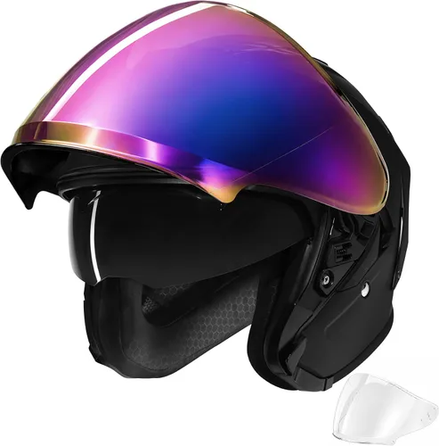Vista 8 de XFMT 3/4 Open Face Motorcycle Helmet Dual Visor Moped Street Bike Scooter Helmet with Internal Sunshield for Adults Men & Women, DOT Approved
