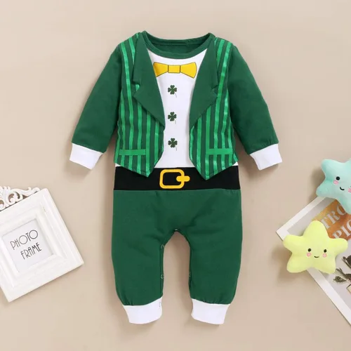 Vista 3 de Mutiggee Mameluco de trébol para el día de San Patricio para bebés y niños