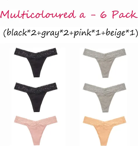 Vista 3 de ANNYISON Tangas para mujer, con espalda en T, cintura baja, transparentes, de algodón, sin costuras, con encaje para mujer