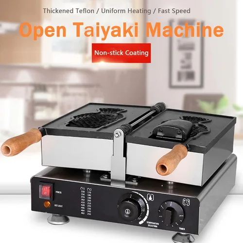 Vista 3 de Taiyaki - Plancha para hacer gofres de pescado, máquina eléctrica Taiyaki, máquina para hacer gofres de mermelada o helado de uso comercial