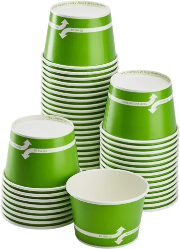 Vista 19 de Karat [473ml - 1000 uds] Tazas de papel para sopa y helado para alimentos fríos/calientes - Ideal para sopa, helado y aperitivos - Con lunares