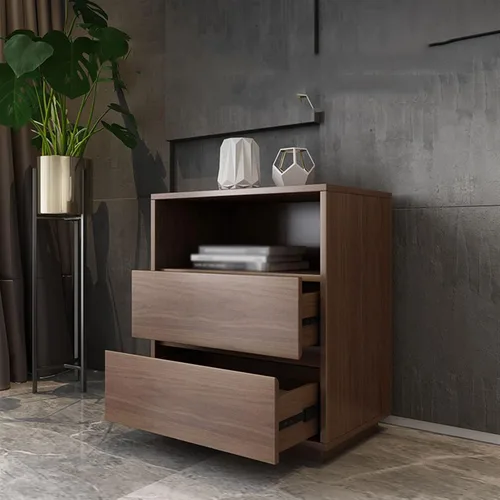 Vista 2 de HIHELO Mesa auxiliar para sala de estar, sofá, mesa auxiliar de doble cajón, moderna para el hogar, sala de estar, pequeña mesa auxiliar