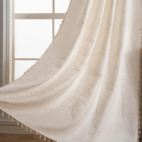 Vista 9 de ENJOYBRIDAL - 2 paneles de cortinas, florales, estilo bohemio, de granja, rústico o clásico, semitraslúcidas, con bolsillo para cortinero y borlas