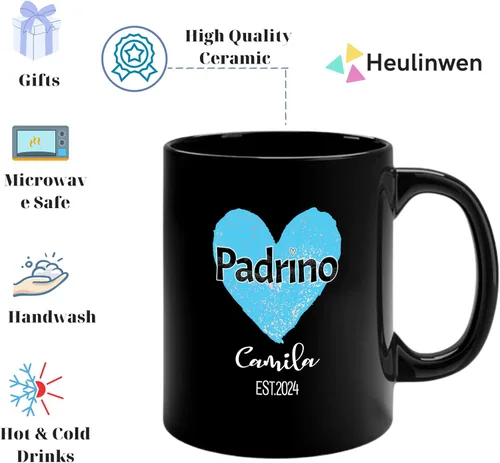 Vista 3 de Padrinos De Bautizo Propuesta Set 2 Tazas Café 11Oz, Quieres Ser Mis Padrinos De Bautizo, Quieres Ser Mi Madrina est 2024, Dios Padrinos Presenta