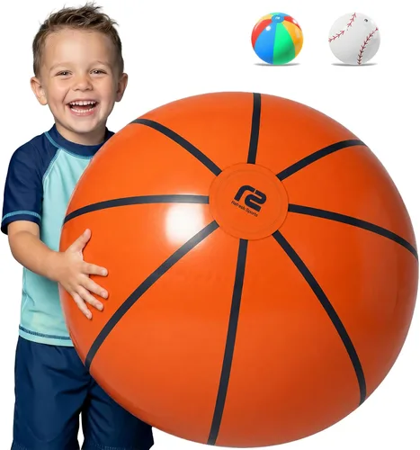 Vista 8 de 27-Inch Large Beach Ball - New 8-Panel Design for Durability and Ultra Round Shape - Best Big Beach Ball For Kids & Adults - 3X Thickness