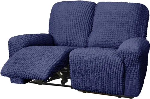 Vista 28 de vctops 4 fundas para sillas reclinables con textura de sirsaca a cuadros, suaves y elásticas, protector de muebles antideslizante con parte inferior