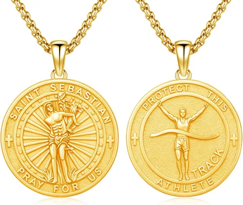 Vista 43 de 925 Sterling Silver Patron Saint Amulet Necklace for Men Women plateado