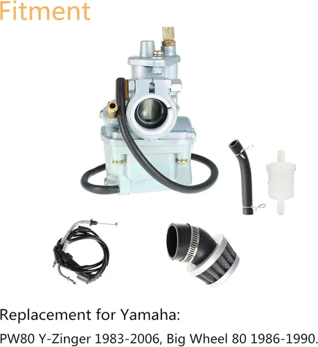 Vista 3 de WFLNHB Repuesto de carburador para Yamaha PW80 Y-Zinger Big Wheel 80 BW80 Dirt Bike con cable de acelerador de filtro de aire