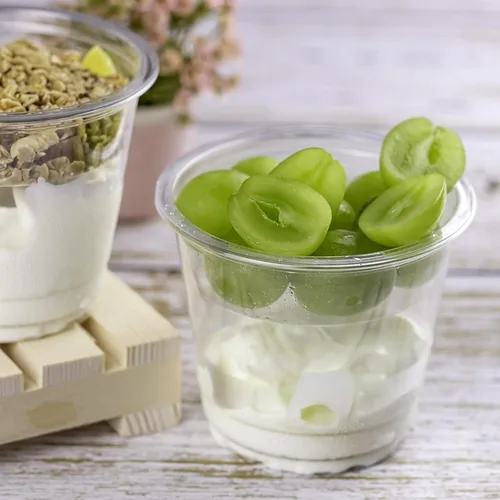 Vista 6 de TOFLEN Vasos de plástico transparente para yogur y parfait con tapas, desechables para llevar, tazas de cereales para desayuno, aperitivos, frutas