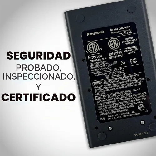 Vista 7 de Panasonic BQ-CC65AKBBA Cargador súper avanzado eneloop pro y eneloop de 4 posiciones con panel indicador LCD y puerto de carga USB, negro