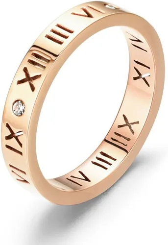 Vista 4 de New 2024 Rose Gold Color Jewelry Stainless Steel Austrian Crystals Lettering Stylish Wedding Rings Fashion Accessories