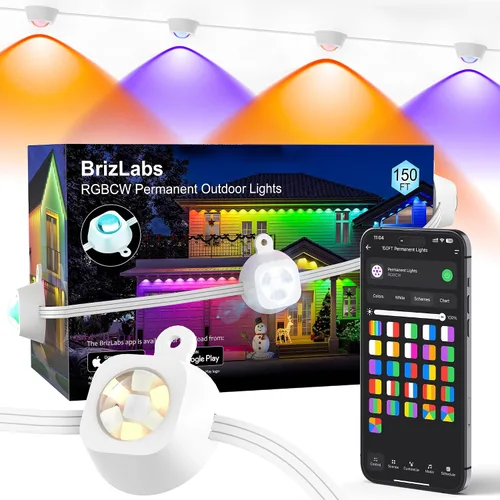 Vista 10 de BrizLabs Luces permanentes para exteriores, 100 pies 60 LED APP/control