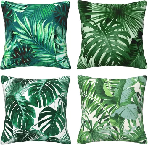 Vista 17 de Juego de 4 fundas de almohada de flamencos tropicales y flores rosadas, 18 x 18 pulgadas, diseño de peonías florales de mariposa, fundas de almohada
