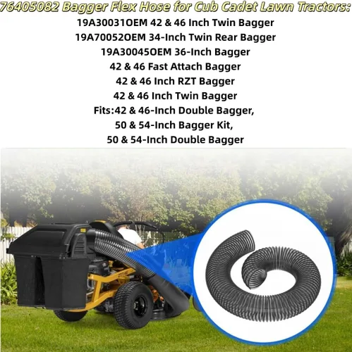 Vista 5 de 764-05082 76405082 Bagger Flex Manguera Reemplazar para MTD CUB CADET RZT 36" 42" 46" 50" 54" posterior Fast Double Bagger