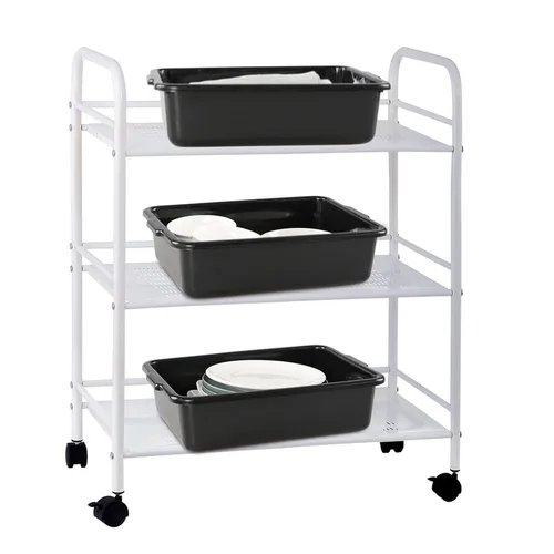 Vista 3 de Jekiyo Paquete de 4 cajas de bañera de autobús comercial, bandeja de autobús de plástico de 8 litros, lavabo negro