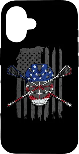 Vista 31 de iPhone 11 bandera estadounidense lacrosse Player Tee Lacrosse Portero caso