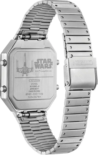 Vista 4 de Citizen Star Wars Vintage Ana-Digi Reloj de cuarzo de acero inoxidable para hombre, rectangular