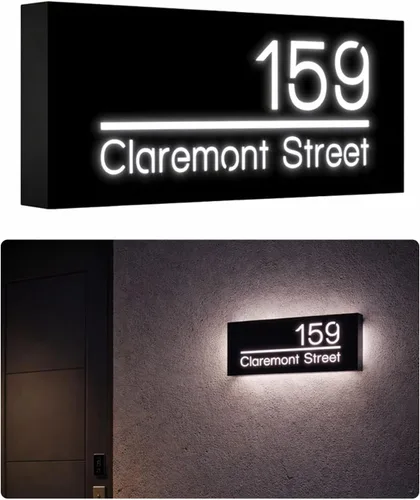 Vista 10 de Números LED de casa de 12 V para la calle retroiluminada, personalizada, números de casa modernos, placa de dirección iluminada con LED