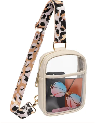 Vista 9 de Vangue Bolso transparente para mujer, aprobado por el estadio, bolsa cruzada transparente con correa ajustable, bolsa transparente para conciertos