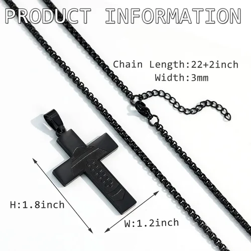 Vista 3 de Collar de cruz de fútbol para niños, colgante de cruz de versículo bíblico inspirador, cadena de acero inoxidable de 22 + 2 pulgadas, joyería