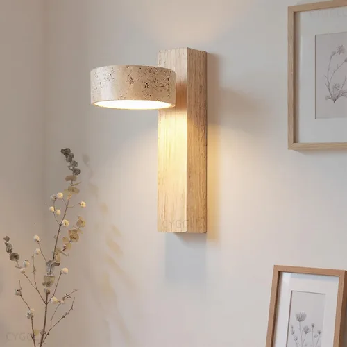 Vista 5 de Apliques de pared de travertino, accesorios de iluminación de piedra, iluminación de pared, lámparas de pared para sala de estar, dormitorio, LED